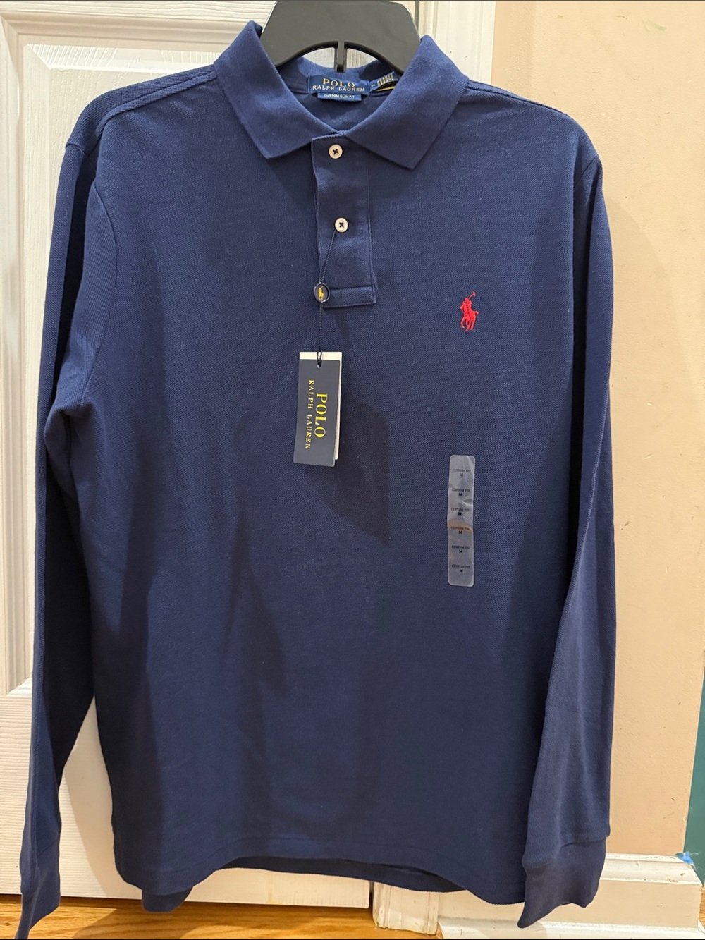 Polo by Ralph Lauren Navy Long-Sleeve Polo with Red Pony
